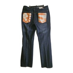 Y2K Streetwear Prophet Jeans Men 40x34 Blue Dark Wash Graphic Pocket Wide Leg